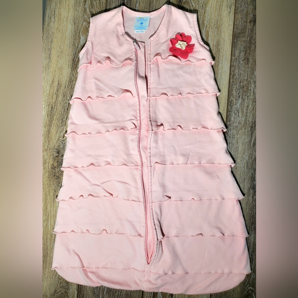 Halo Blush Pink Sleeveless Sleep Sack Flower Accent Size Birth - 6M - Picture 2 of 6